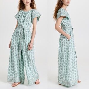 Hannah Artwear Blockprint Light Green Patterned Jumpsuit (2= ~US 8)